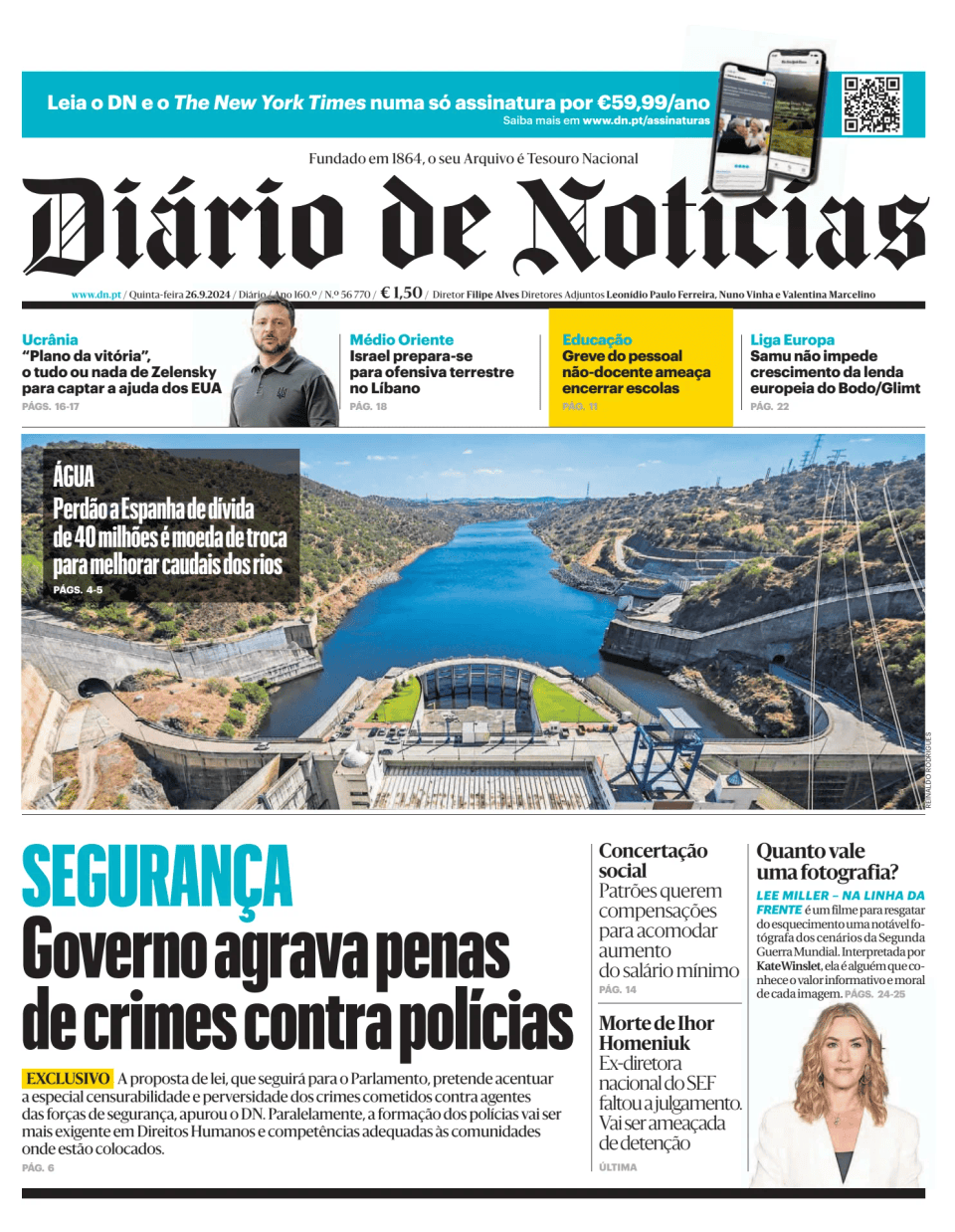 Prima-pagina-Diario de Noticias-edizione-di-oggi-20240926